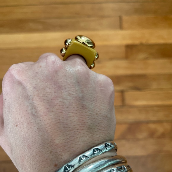 La Manso chunky yellow and gold dome ring size 6 - Picture 3 of 16